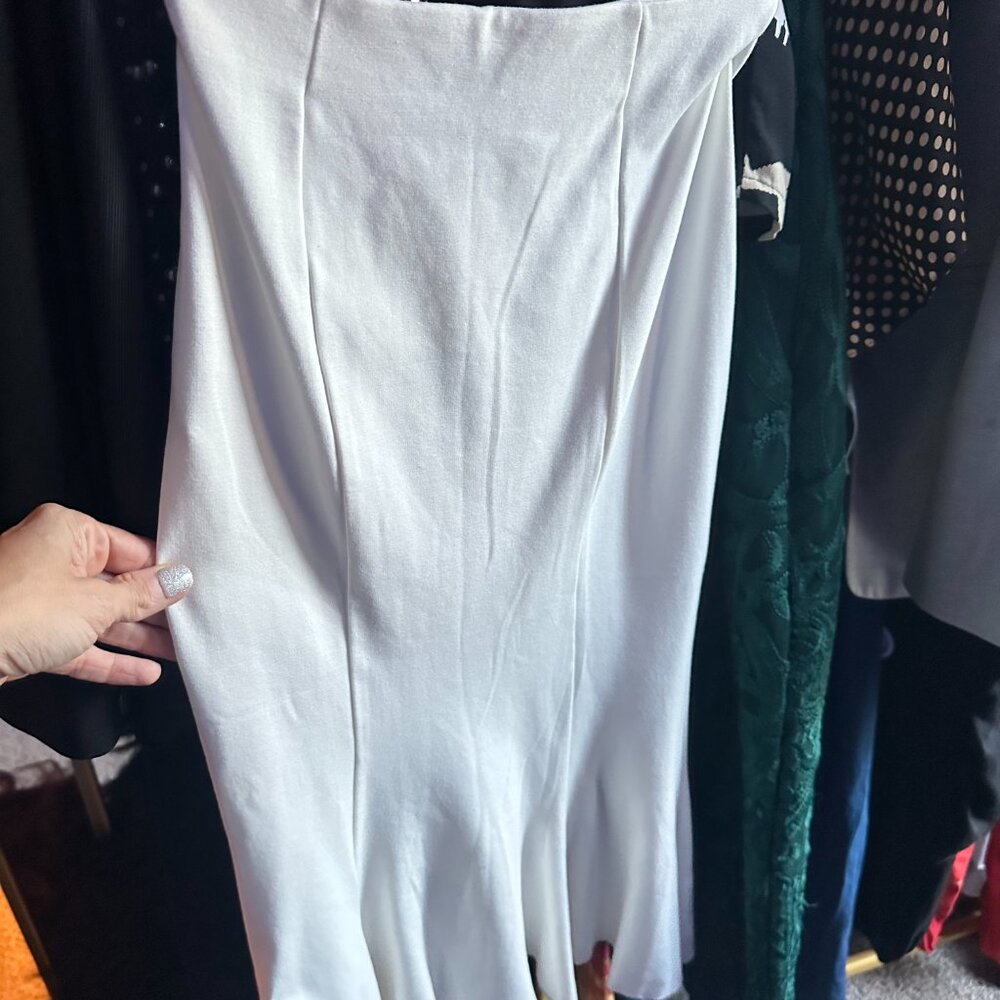 MAJORELLE White Midi Skirt XS Mermaid Hem Zip Back